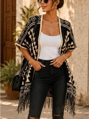 TILT Aztec Print PONCHO - Small